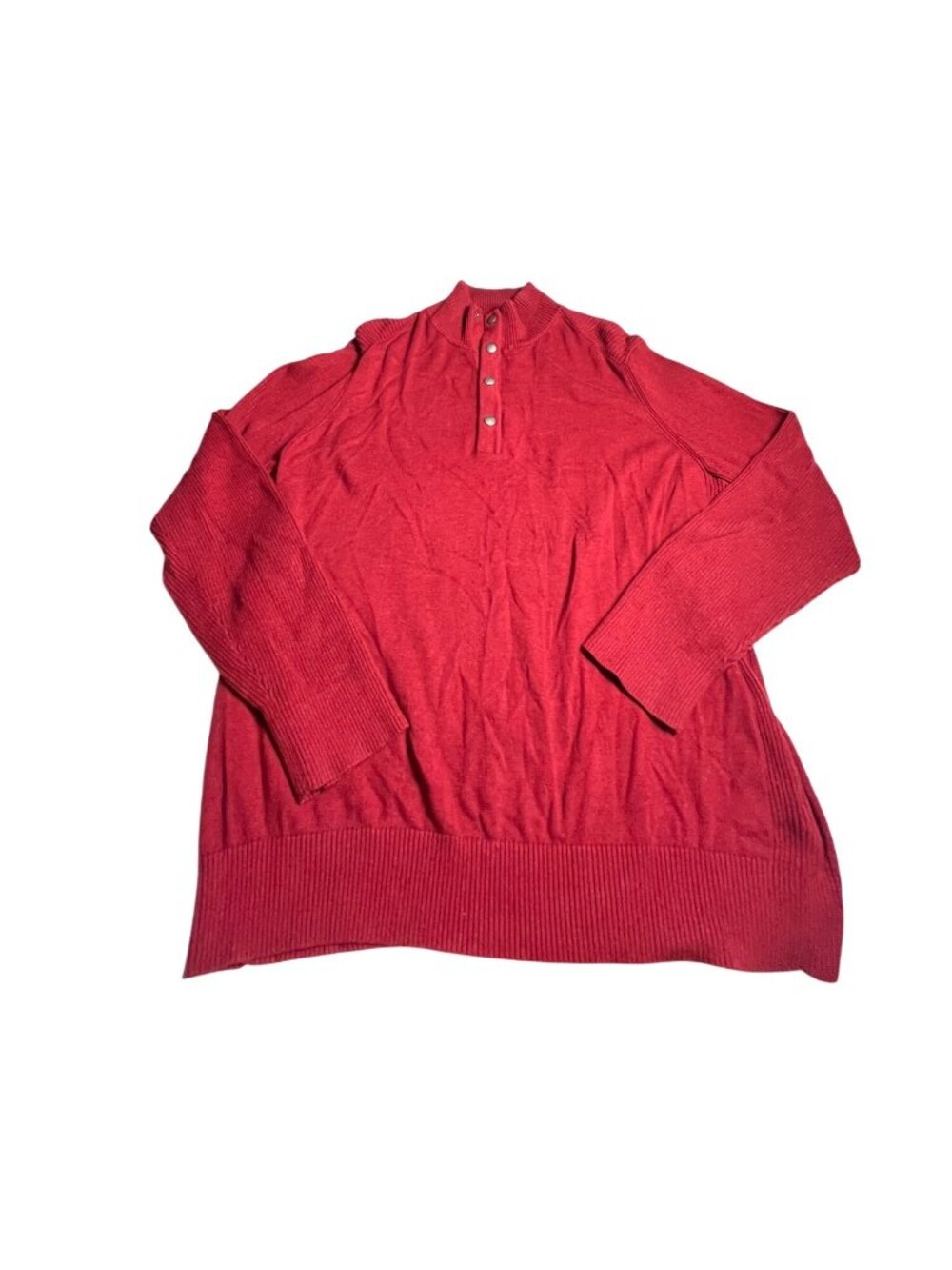 Banana republic Mens Red Mock Neck snap/zip Sweater preppy academia ribbed